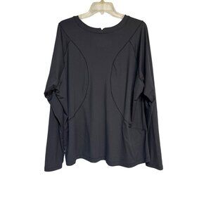 Athleta Womens Sunchaser Top 3X Long Sleeve Lightweight Black Polyester/Elastane